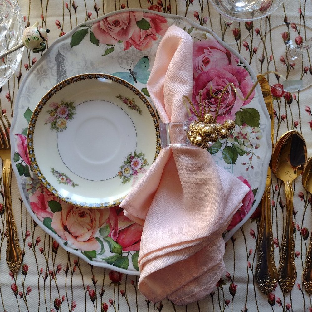 2nd Shabby Chic for mom, bride, friend. 4 Melamine plates, 4 saucers, 4 napkins